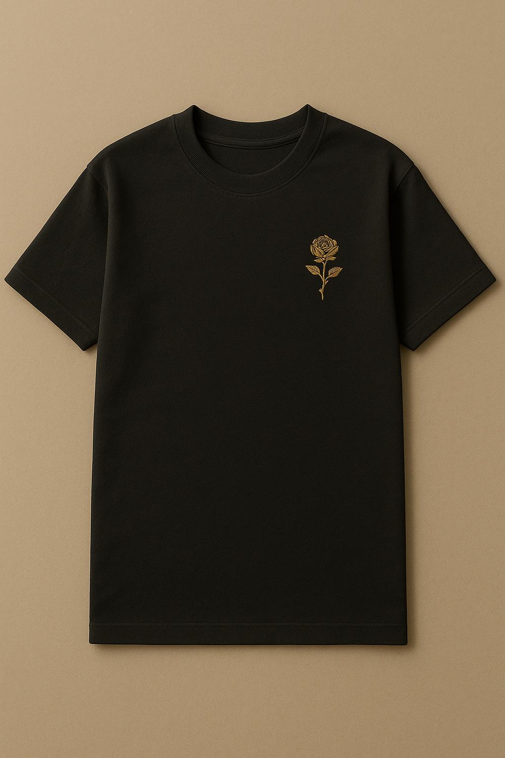 Noir Tee — Rose Embroidery